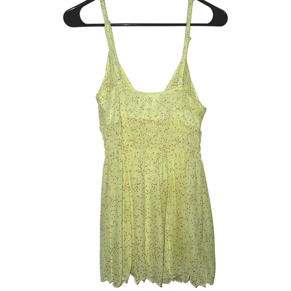 Frederick's of Hollywood Yellow/ Pink Polka-Dot Bra Size M Sheer Smocked Cami - Picture 4 of 4